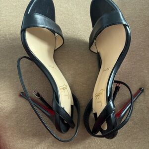 Christian Louboutin Leather Elegant Black Stiletto 100 mm Heels